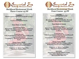 Buckhead Restaurant Week 2012 menu – Imperial Fez Restaurant